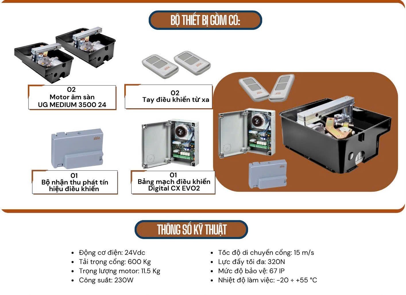 Thông số kỹ thuật Motor âm sàn ABLE 24V